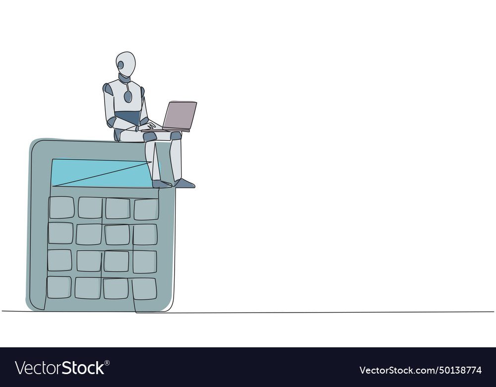 Continuous one line drawing of robotic artificial