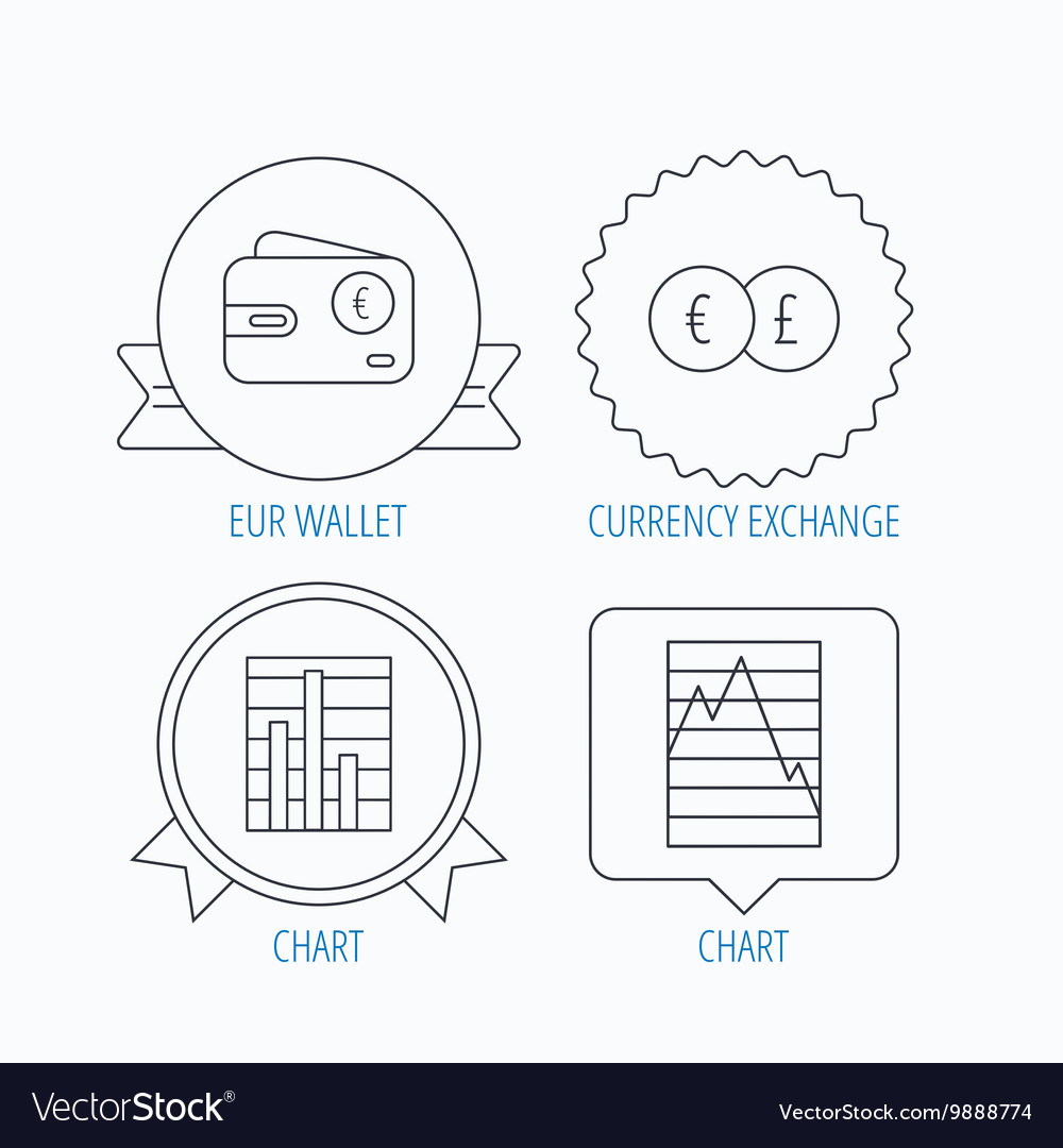 Currency Exchange Chart And Euro Wallet Icons Vector Image