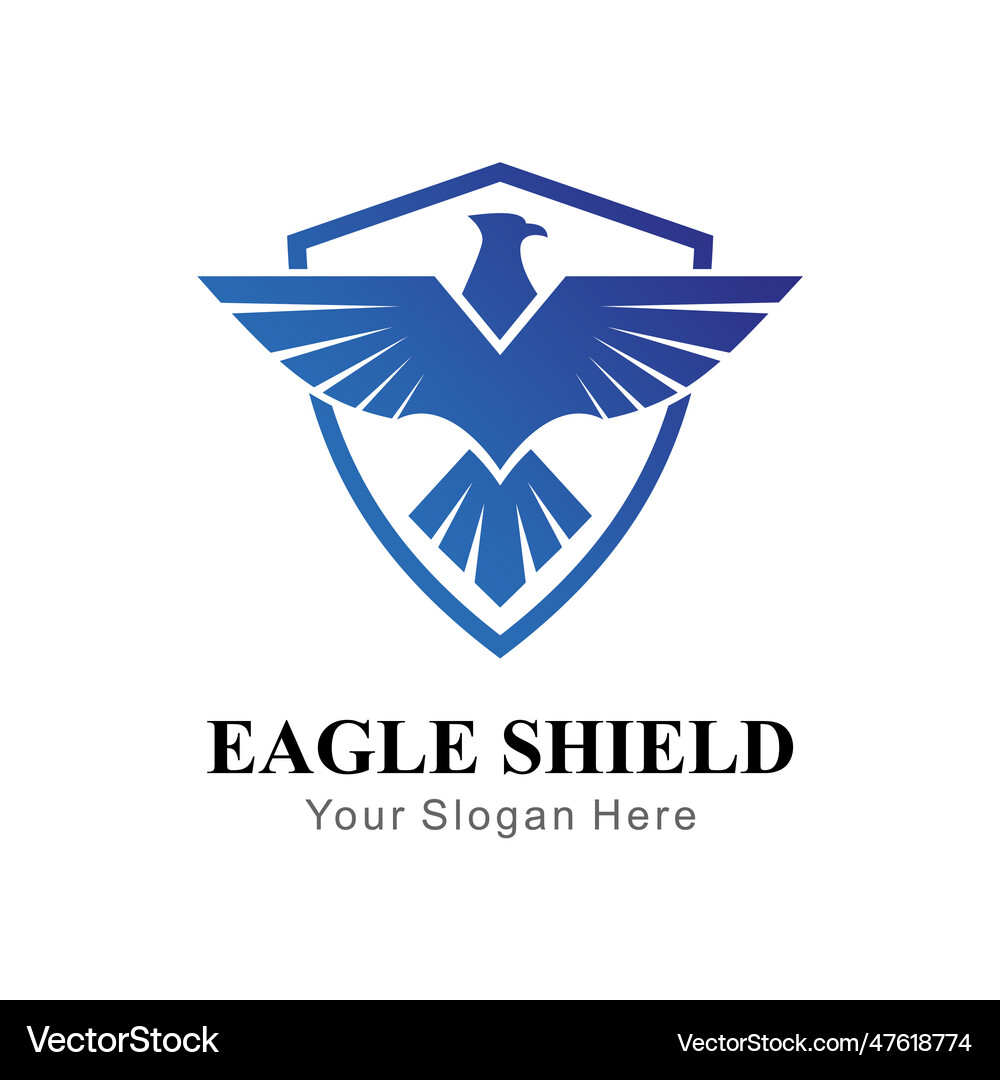 Eagle shield flat style logo Royalty Free Vector Image
