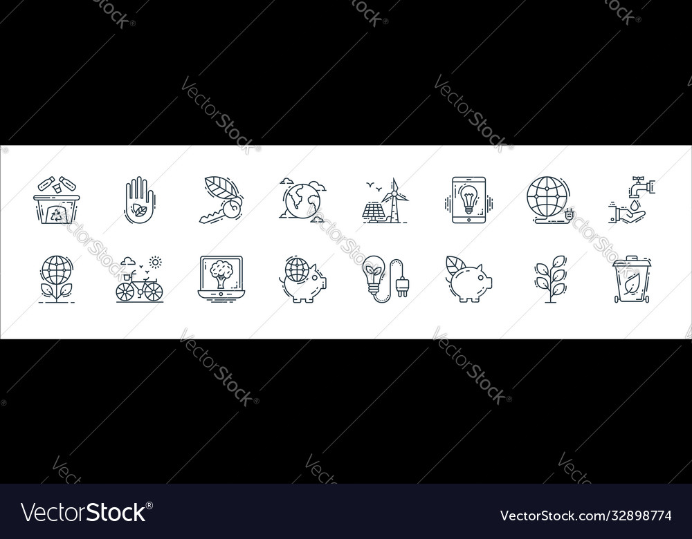 Environment and eco line icons linear set quality vector image Environment and eco line icons linear set quality