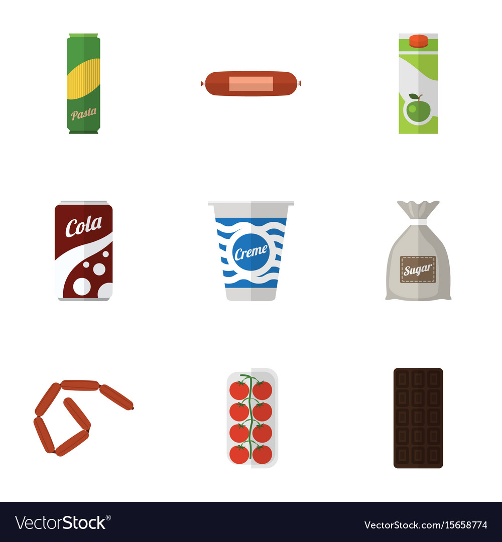Flat icon food set of confection spaghetti