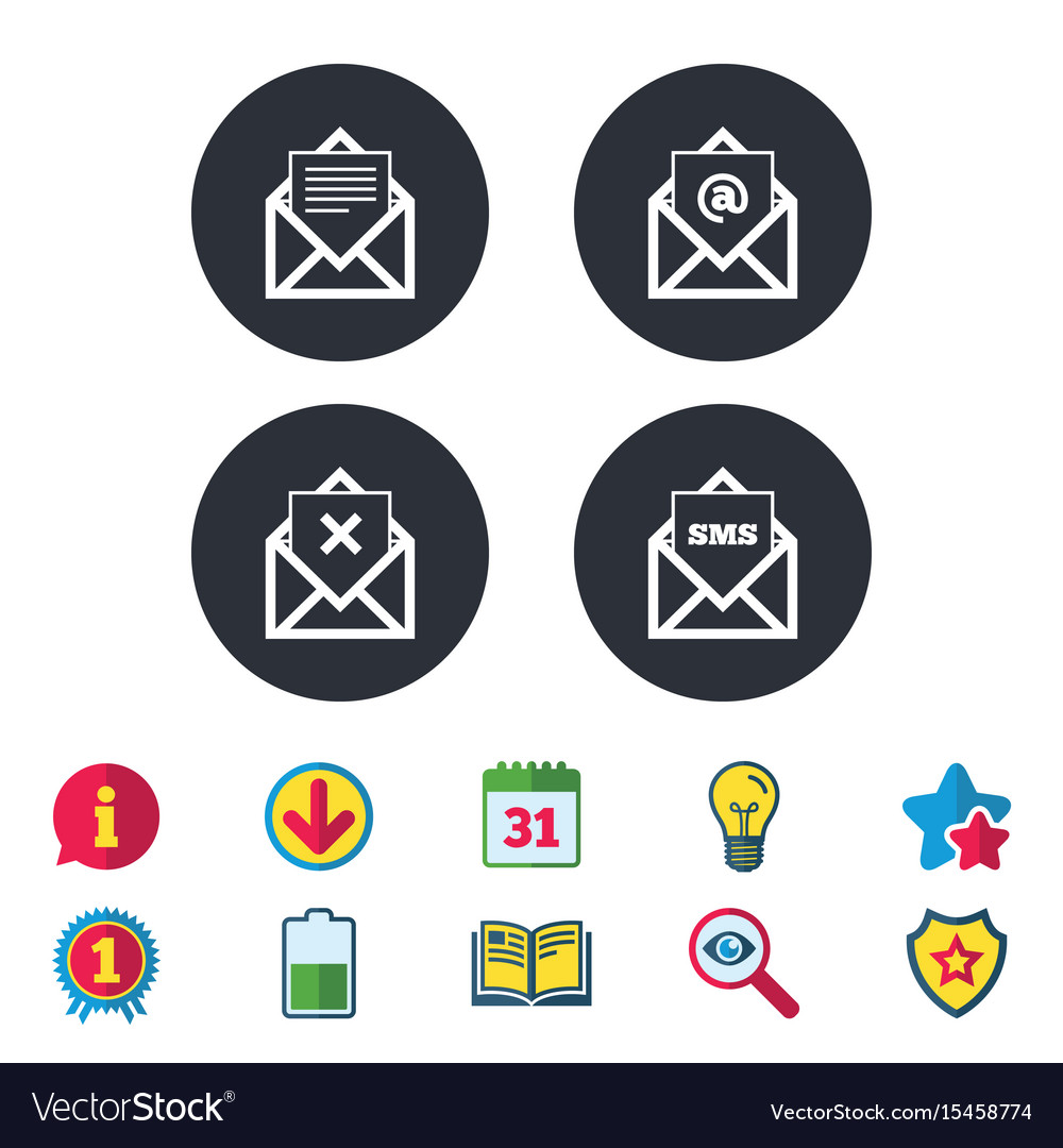 Mail envelope icons message document symbols