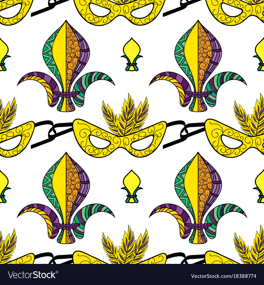 Mardi gras seamless pattern Royalty Free Vector Image