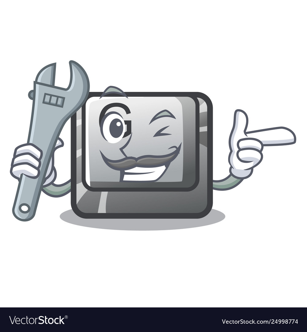 Mechanic button g installed on mascot computer vector image Mechanic button g installed on mascot computer