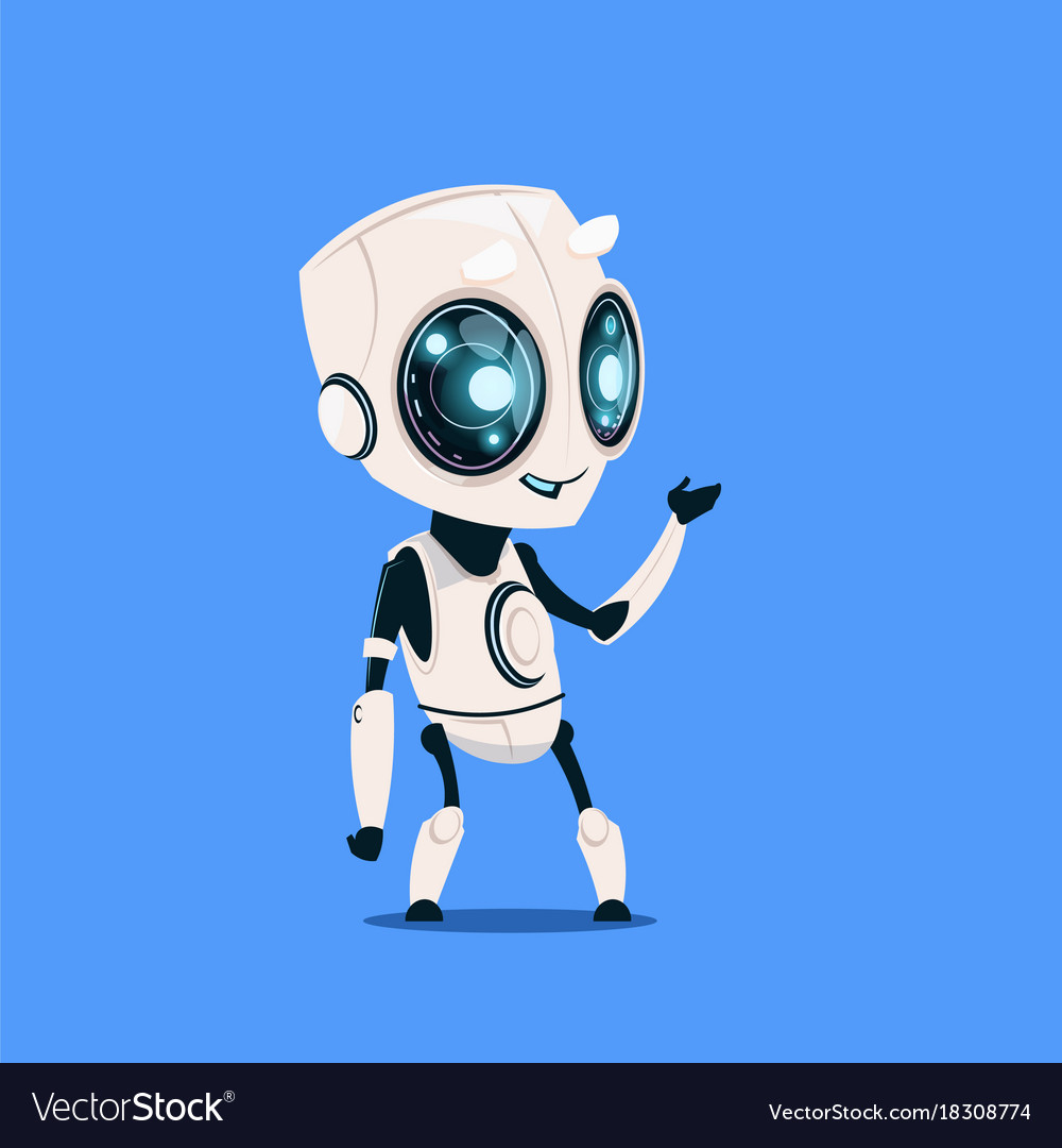 Cute Robot with heart. Cartoon Science Technology Concept Isolated