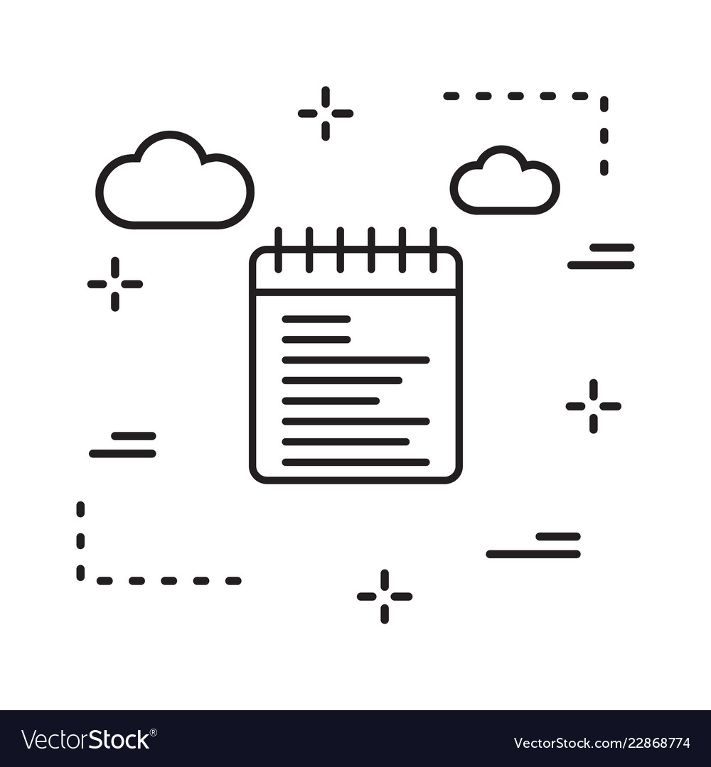 Notepad icon in creative design with elements