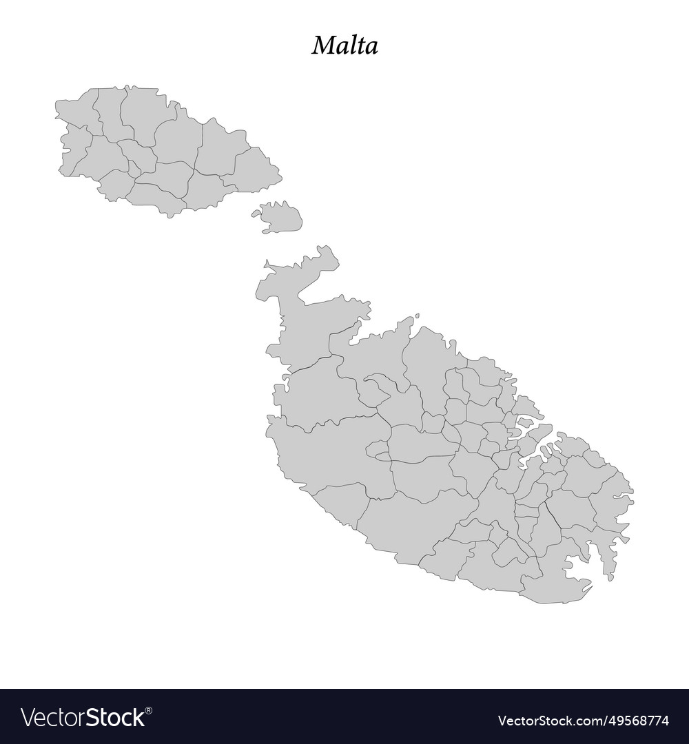 Simple flat map of malta with borders Royalty Free Vector