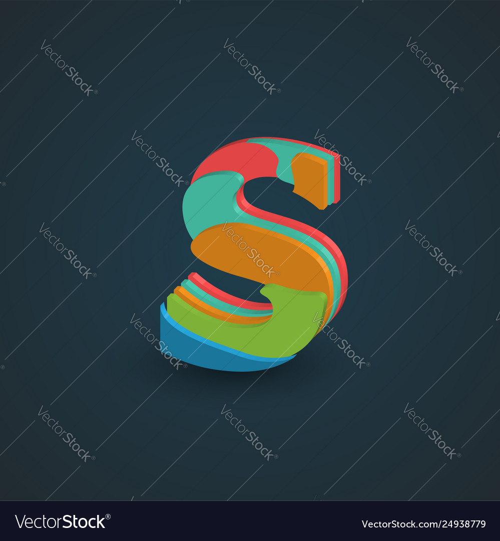 3d colorful layered character from a fontset vector image 3d colorful layered character from a fontset