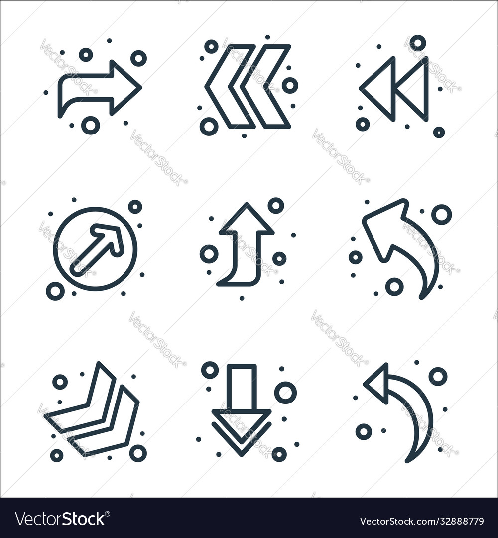 Arrows line icons linear set quality