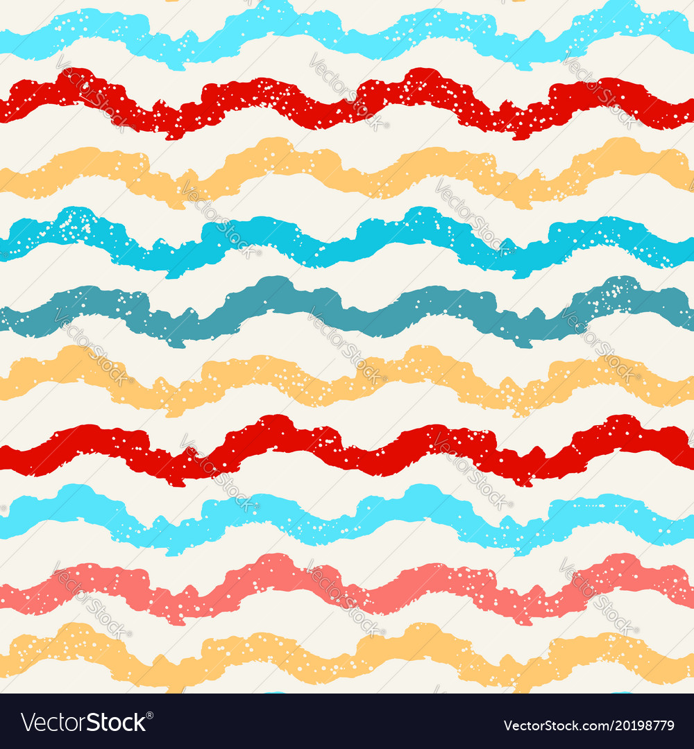 Bright seamless pattern with hand drawn waves