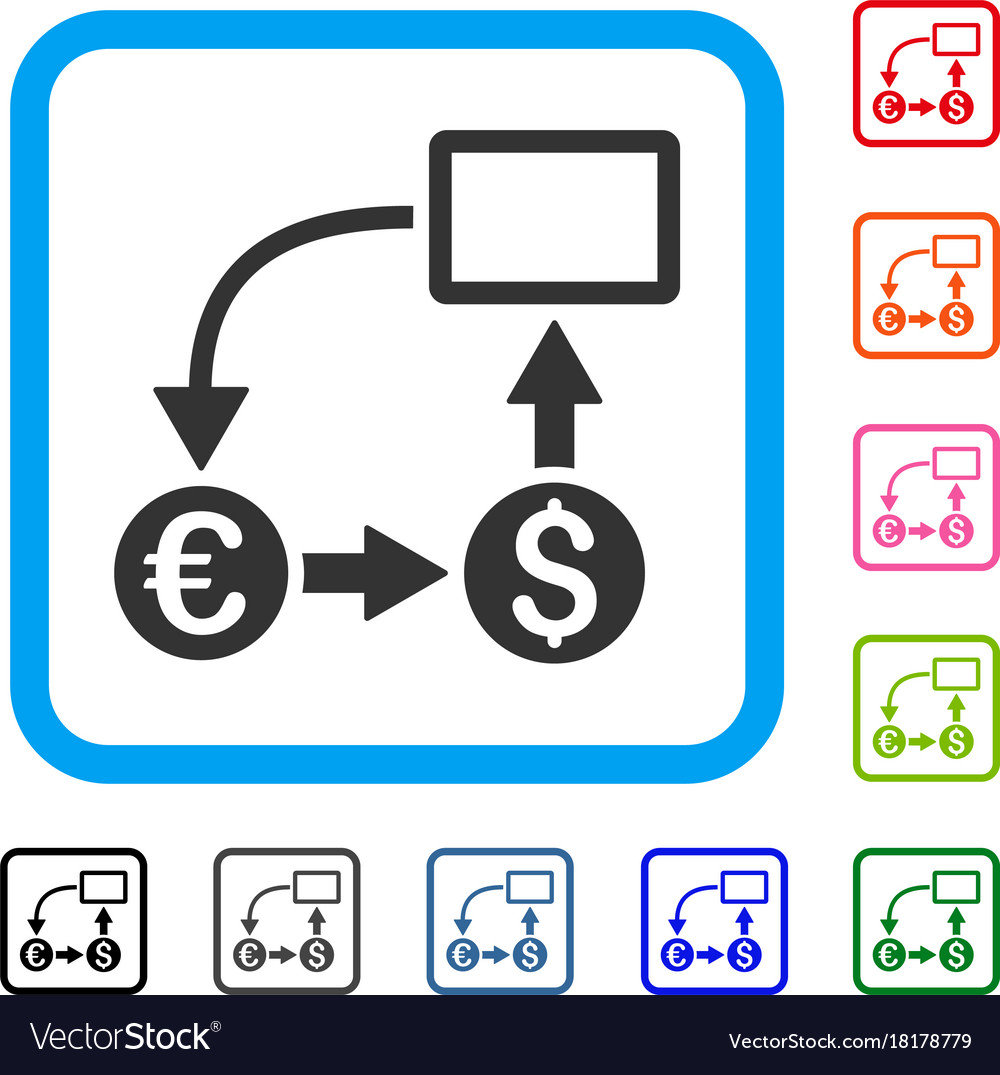 Cashflow euro exchange framed icon Royalty Free Vector Image