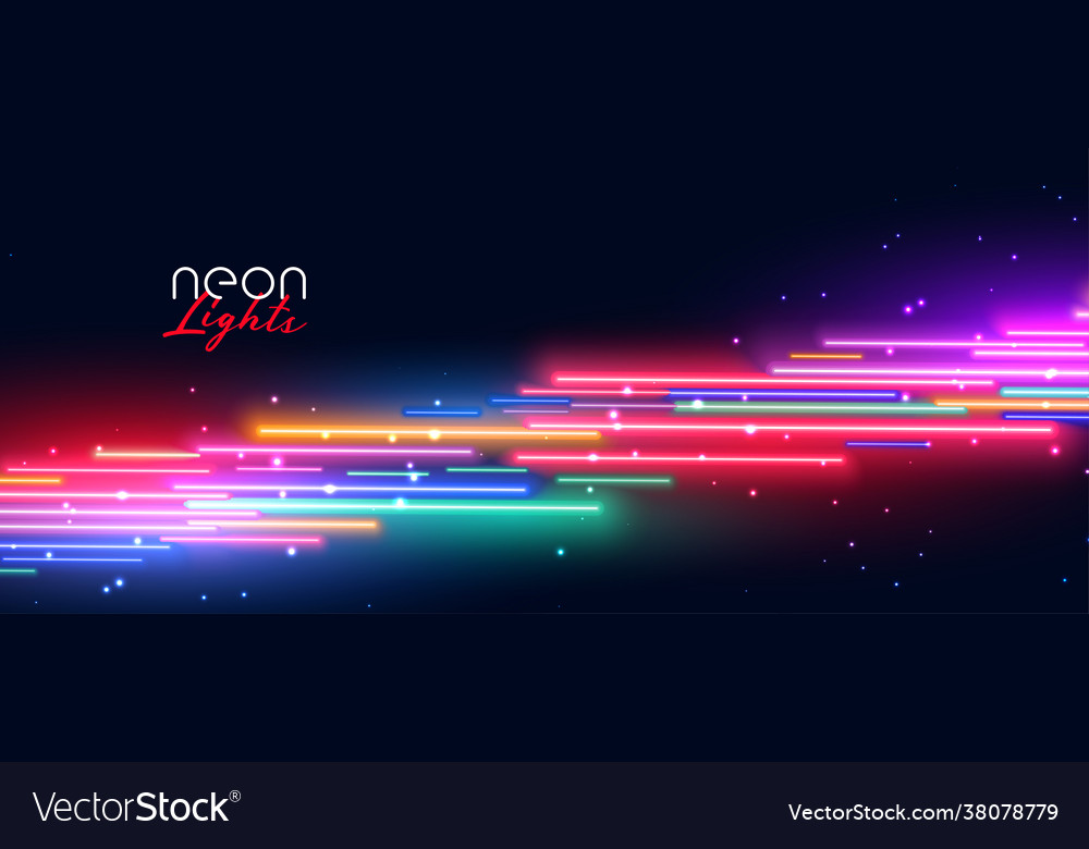 Colorful neon led light effect banner Royalty Free Vector