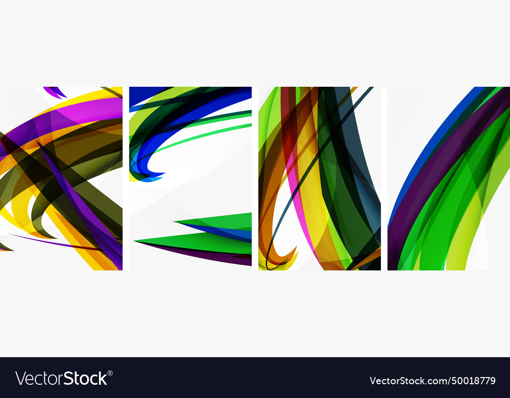 Colorful wave lines poster set for wallpaper Vector Image