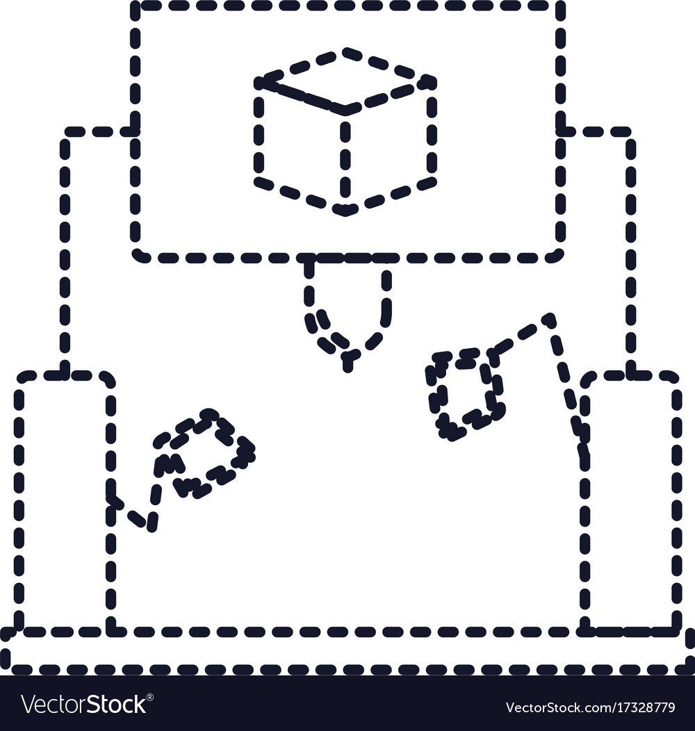 Cube design with robotic hands monochrome