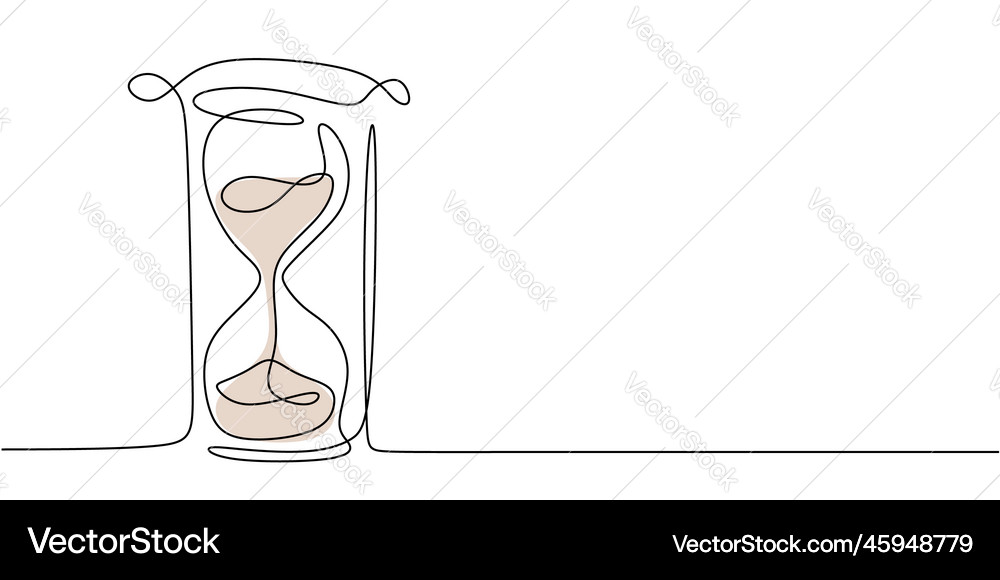 One continuous line drawing of hourglass one line Vector Image