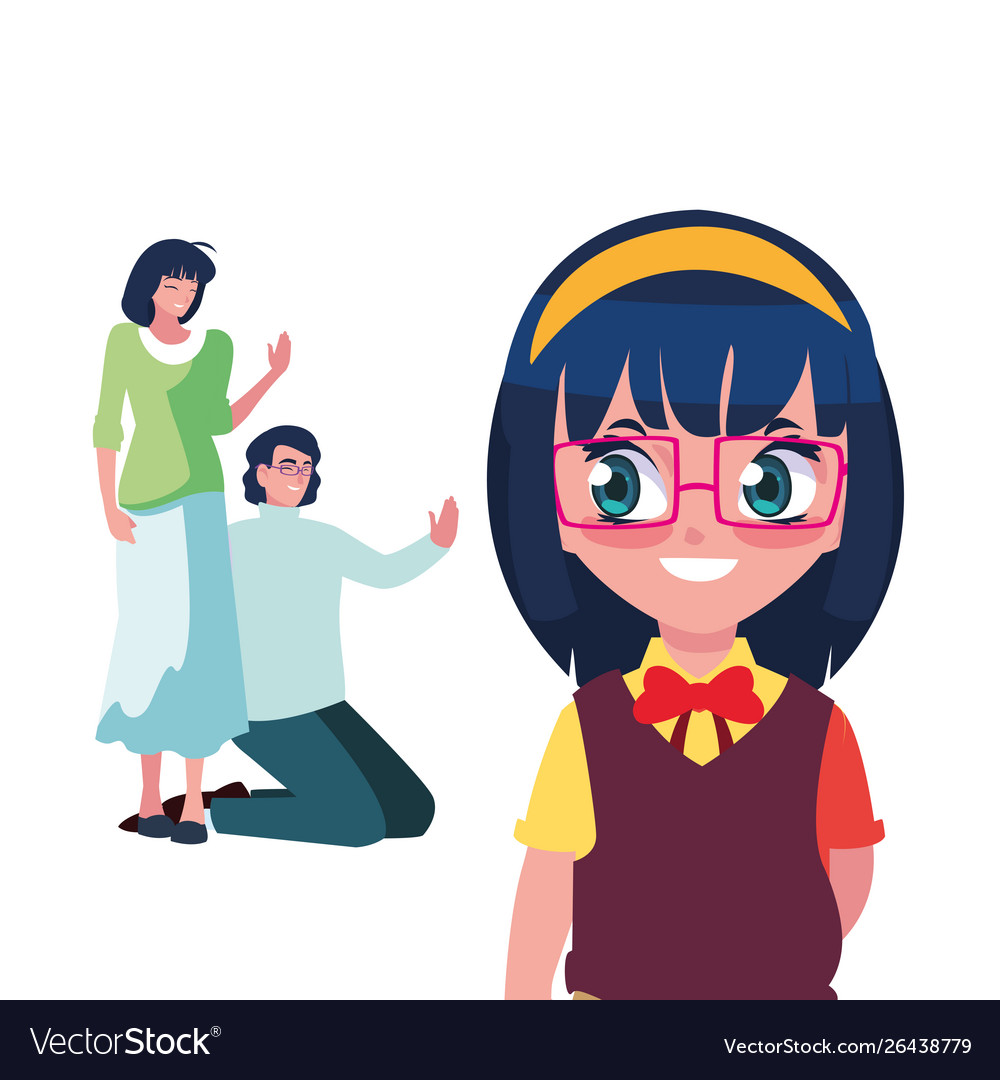 Parents with school girl student Royalty Free Vector Image