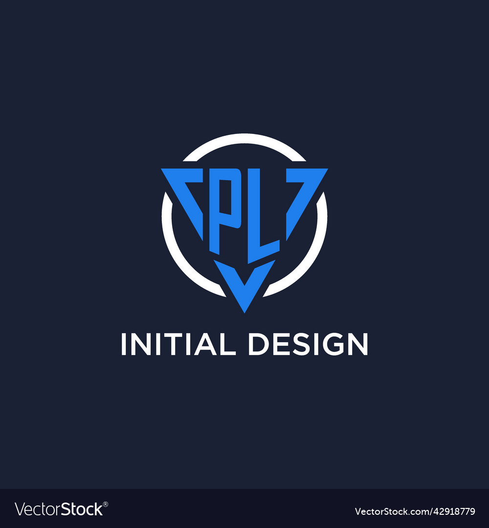 Pl monogram logo with triangle shape and circle