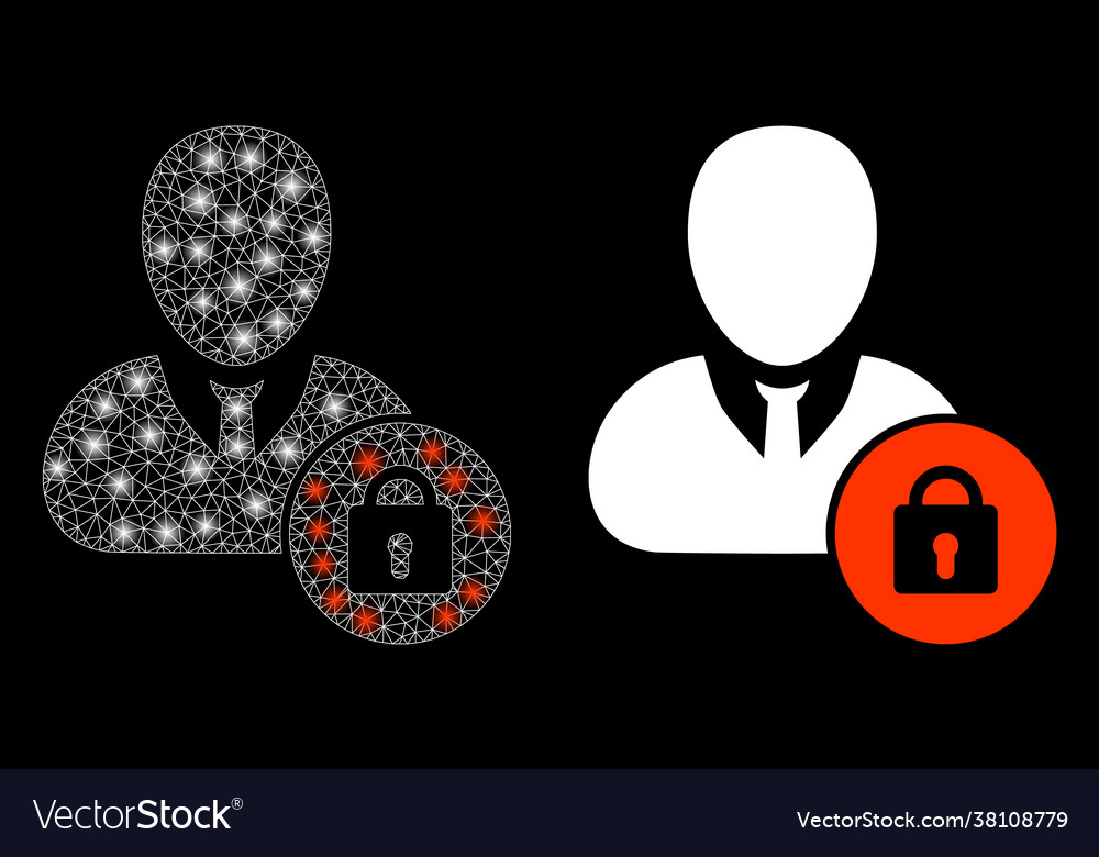 Polygonal network mesh locked user with light vector image Polygonal network mesh locked user with light