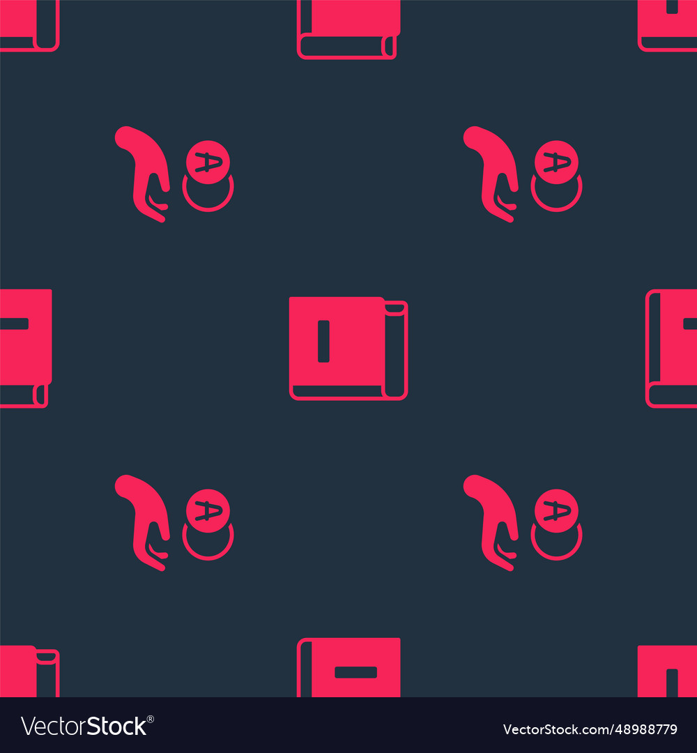 Set atom and science book on seamless pattern vector image Set atom and science book on seamless pattern