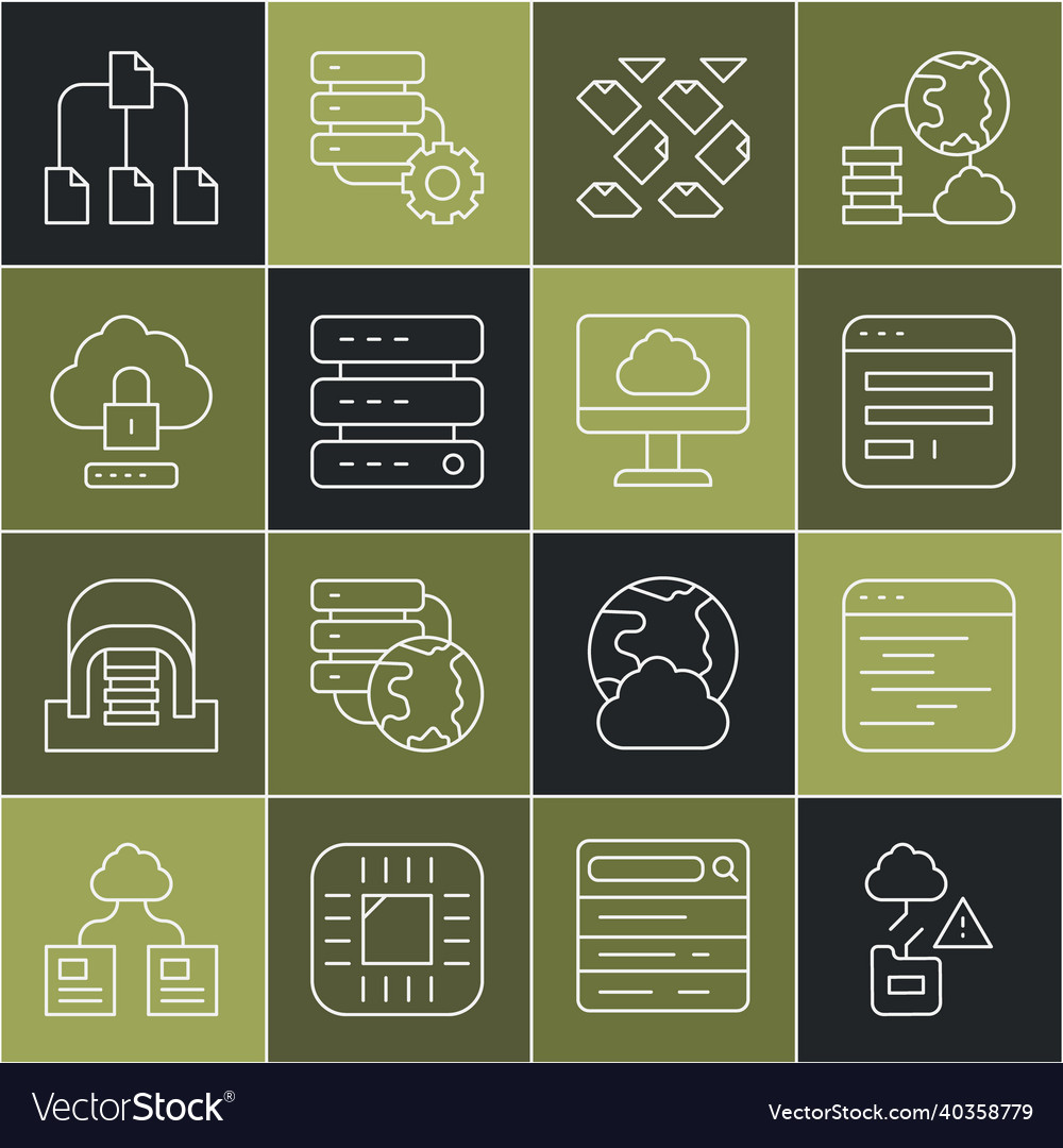 Set line cloud technology data transfer software Vector Image Set line cloud technology data transfer software