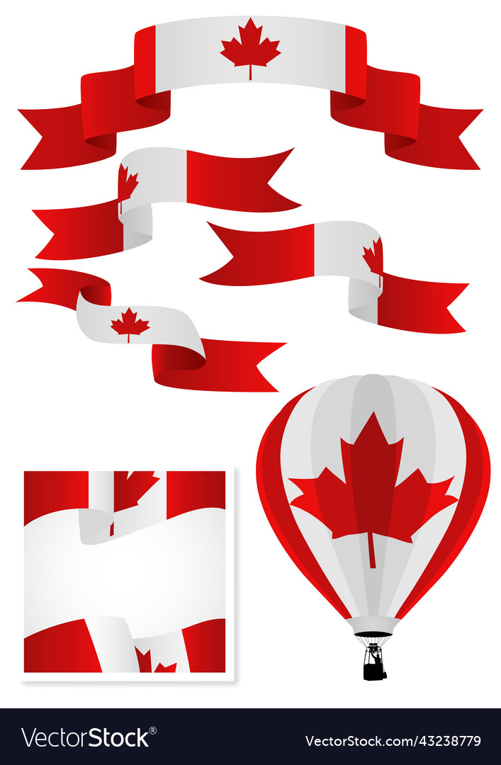 Set of canada flag on different media