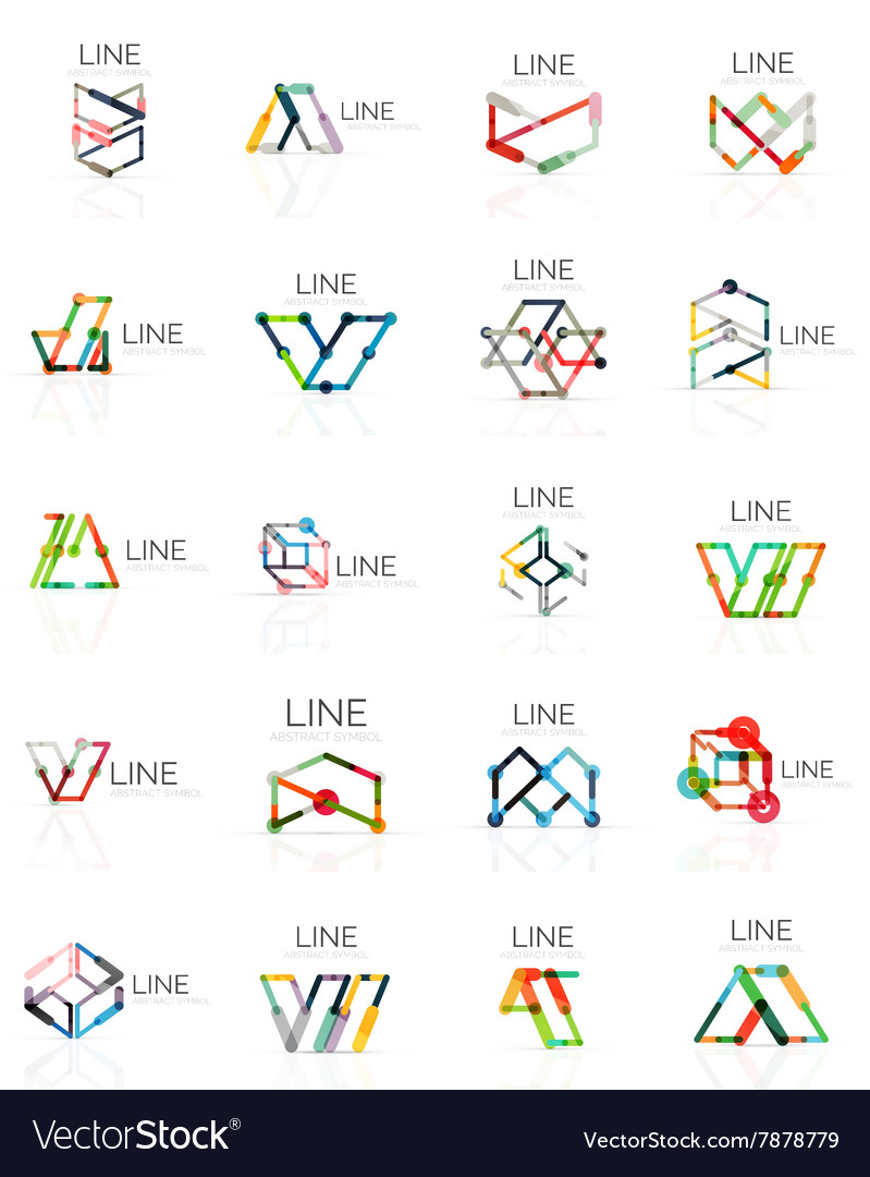 Set of linear abstract logos connected