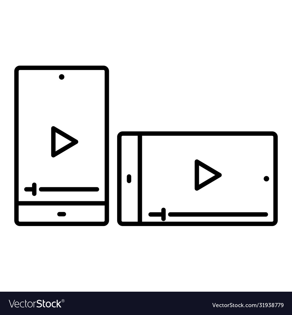Simple linear icon a smartphone playing video vector image Simple linear icon a smartphone playing video