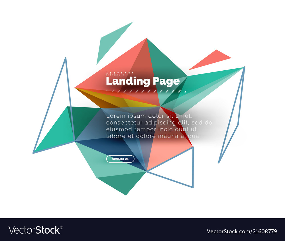 Triangular design abstract background landing vector image Triangular design abstract background landing
