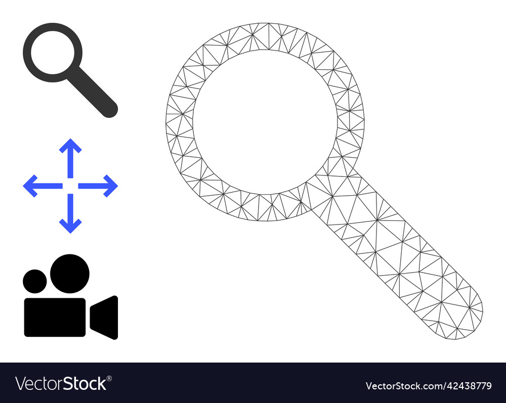 Web network zoom icon and additional icons vector image Web network zoom icon and additional icons