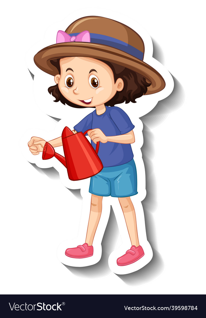 A sticker template of girl cartoon character Vector Image A sticker template of girl cartoon character Vector Image