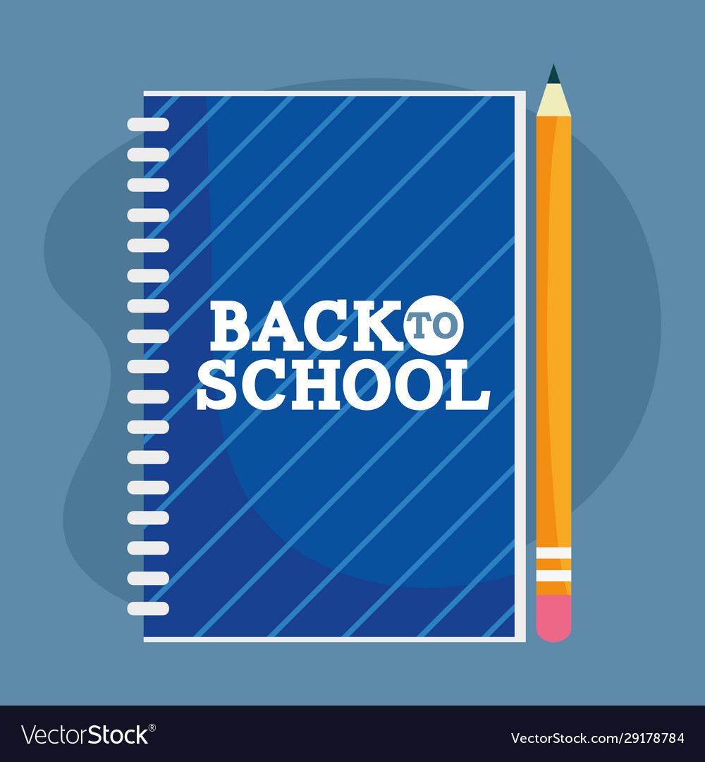 Back to school education notepad and pencil