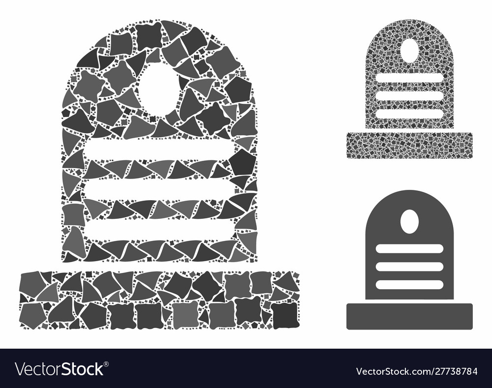 Cemetery stone mosaic icon irregular parts