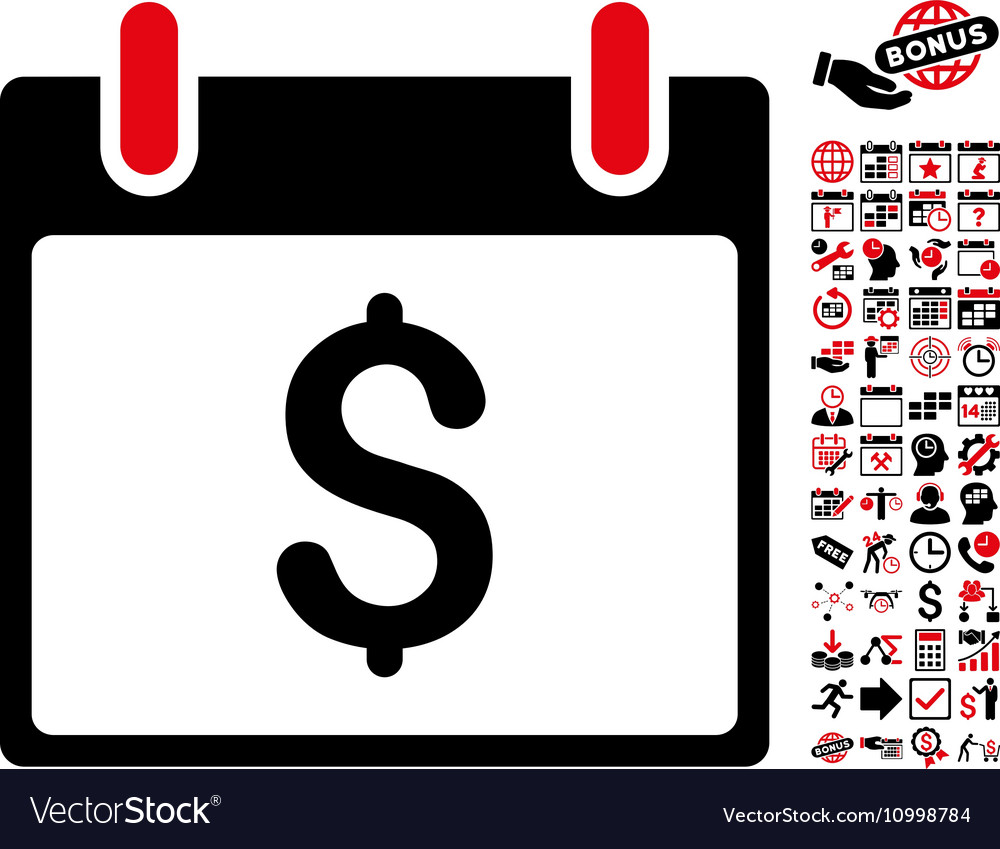 Dollar calendar day flat icon with bonus