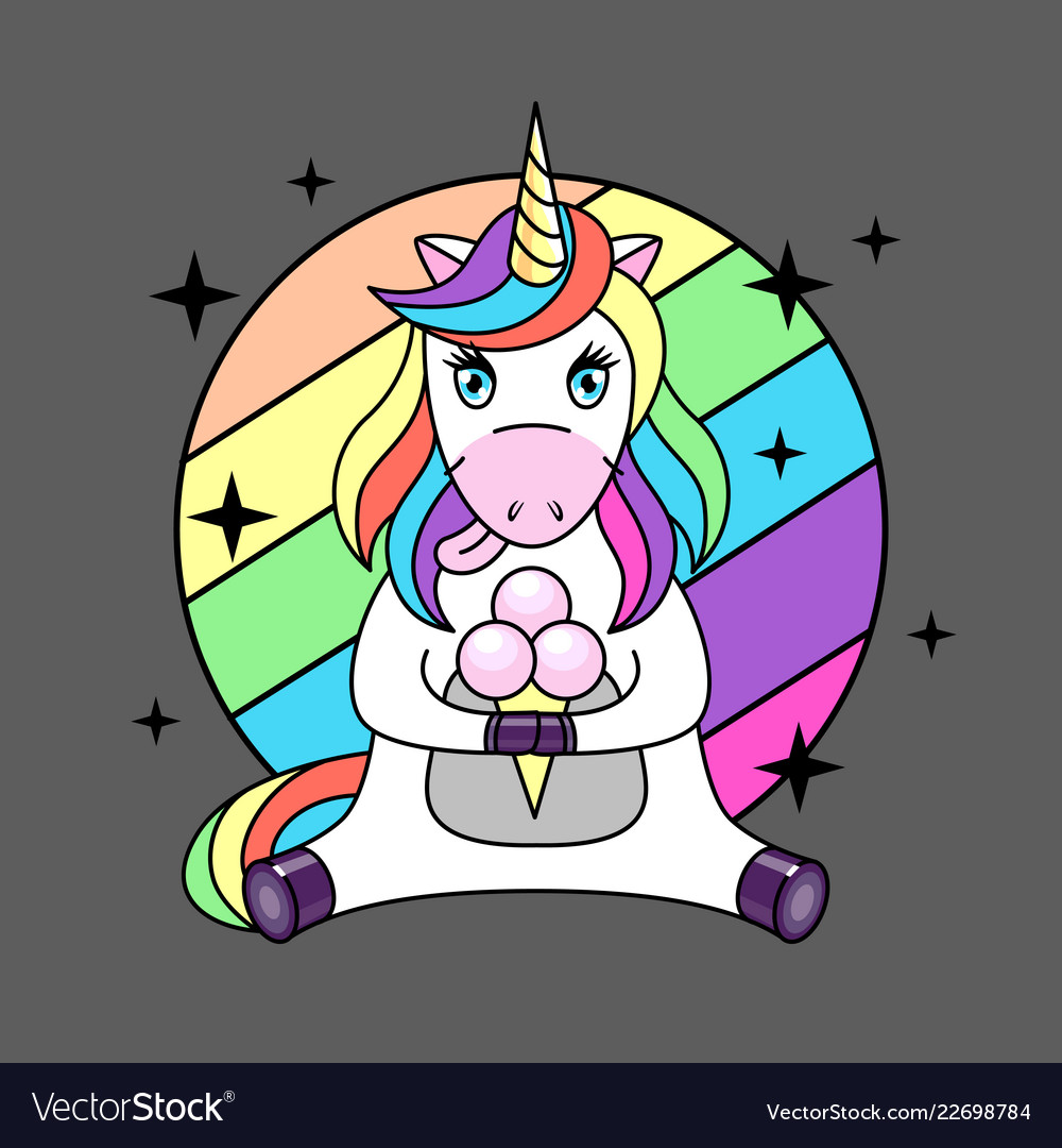 Premium Vector  Unicorn princess with icecream kawaii animal