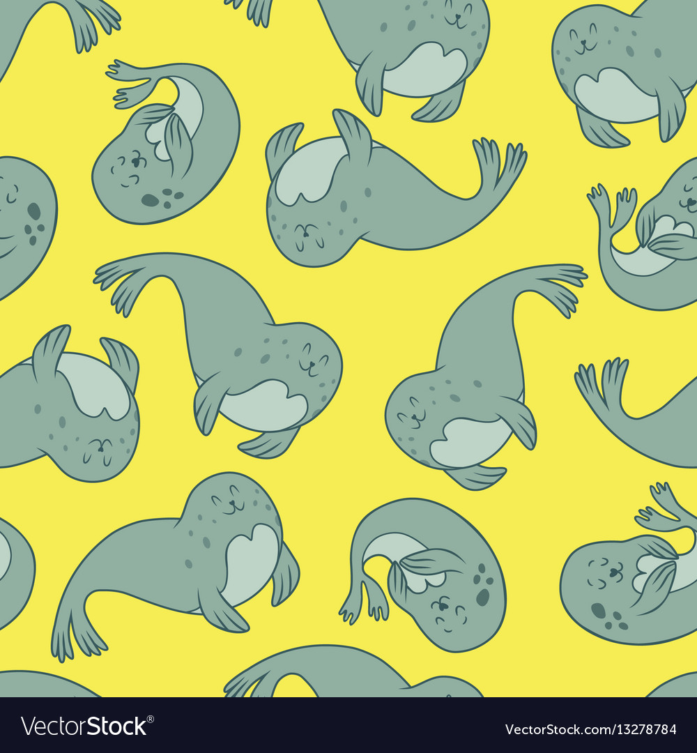 Fur seal seamless pattern