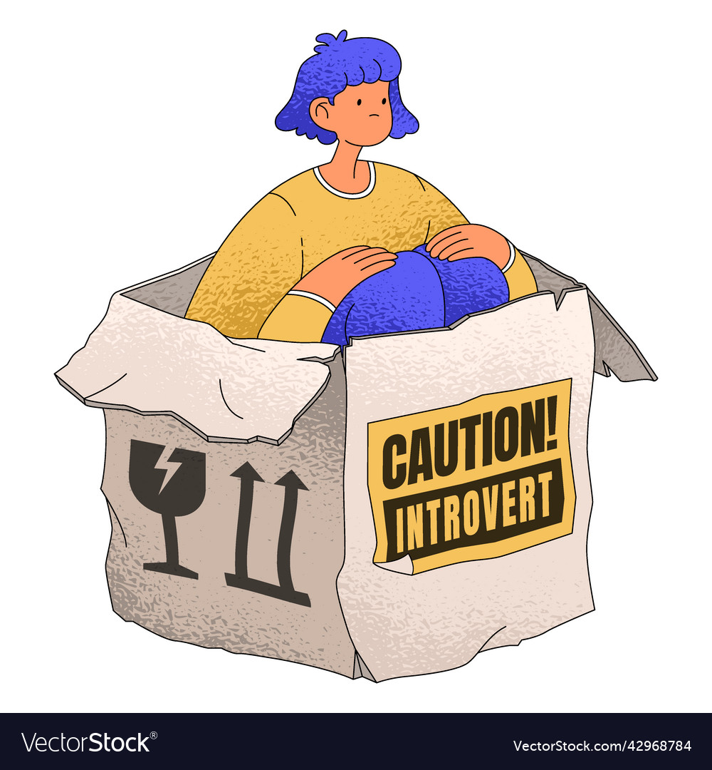 Introvert girl box character