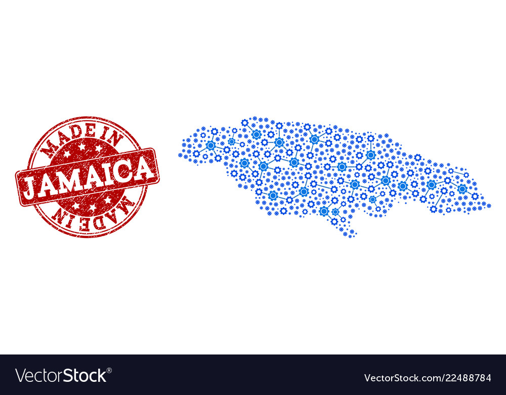 Mosaic map of jamaica with cog integration Vector Image Mosaic map of jamaica with cog integration