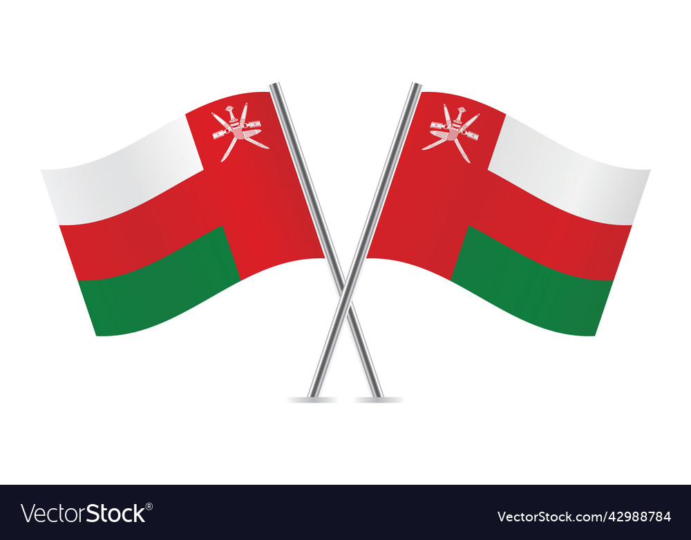 Oman crossed flags Royalty Free Vector Image - VectorStock