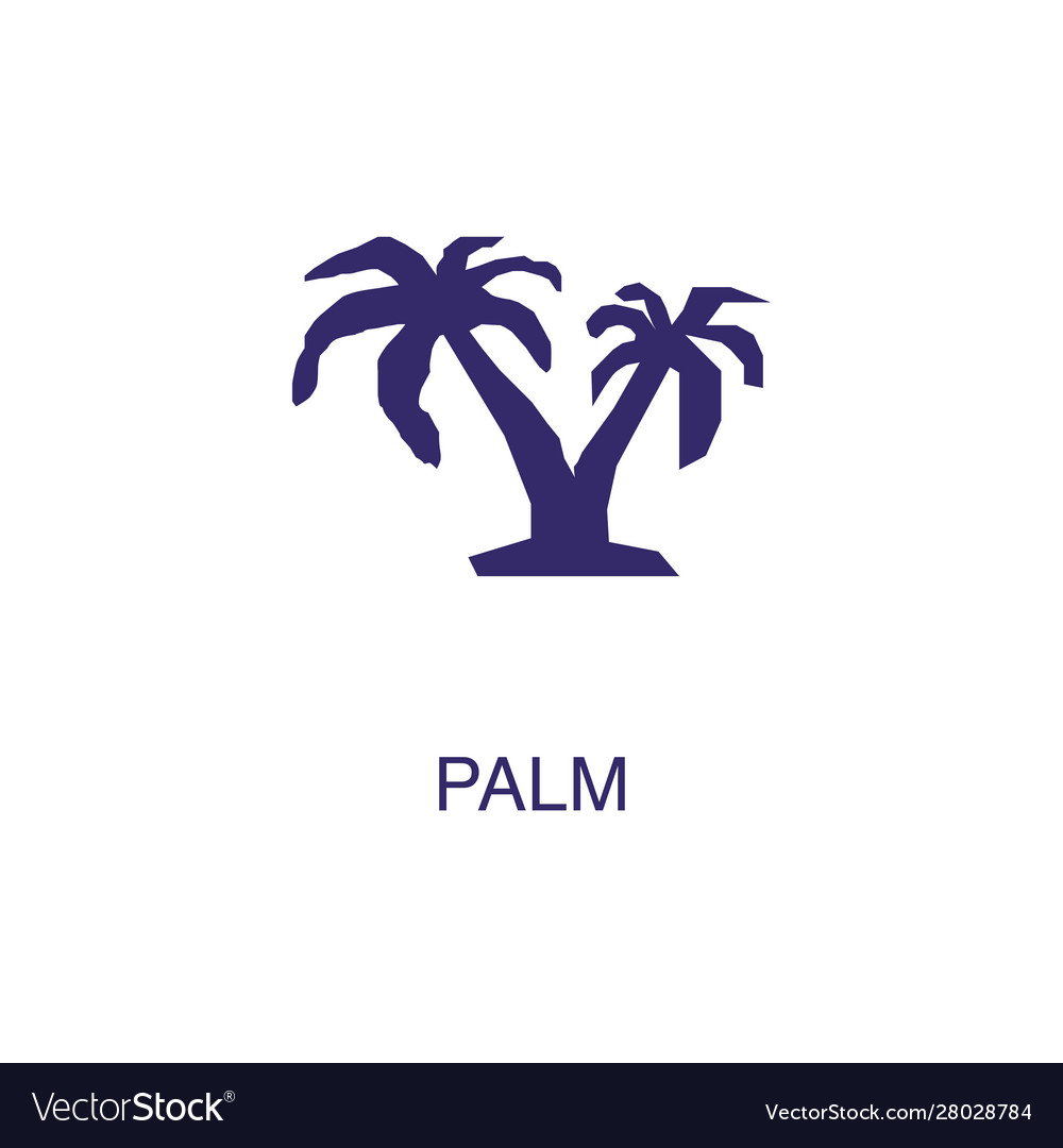 Palm element in flat simple style on white