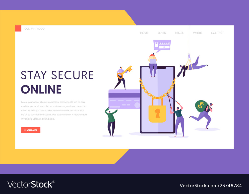Phone internet payment password security web page vector image Phone internet payment password security web page