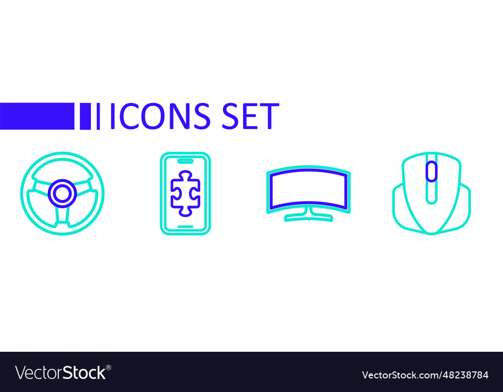Set line computer mouse monitor mobile gaming vector image Set line computer mouse monitor mobile gaming
