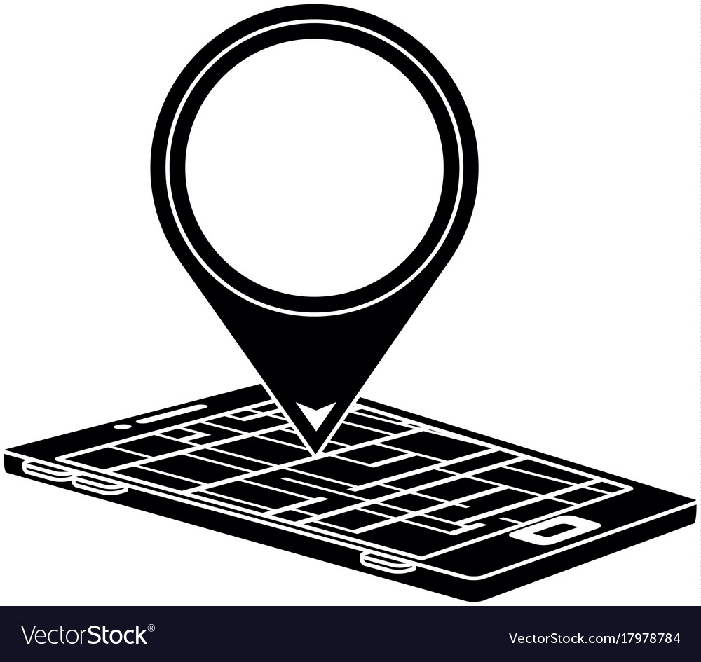 Smartphone with pointer location isolated icon