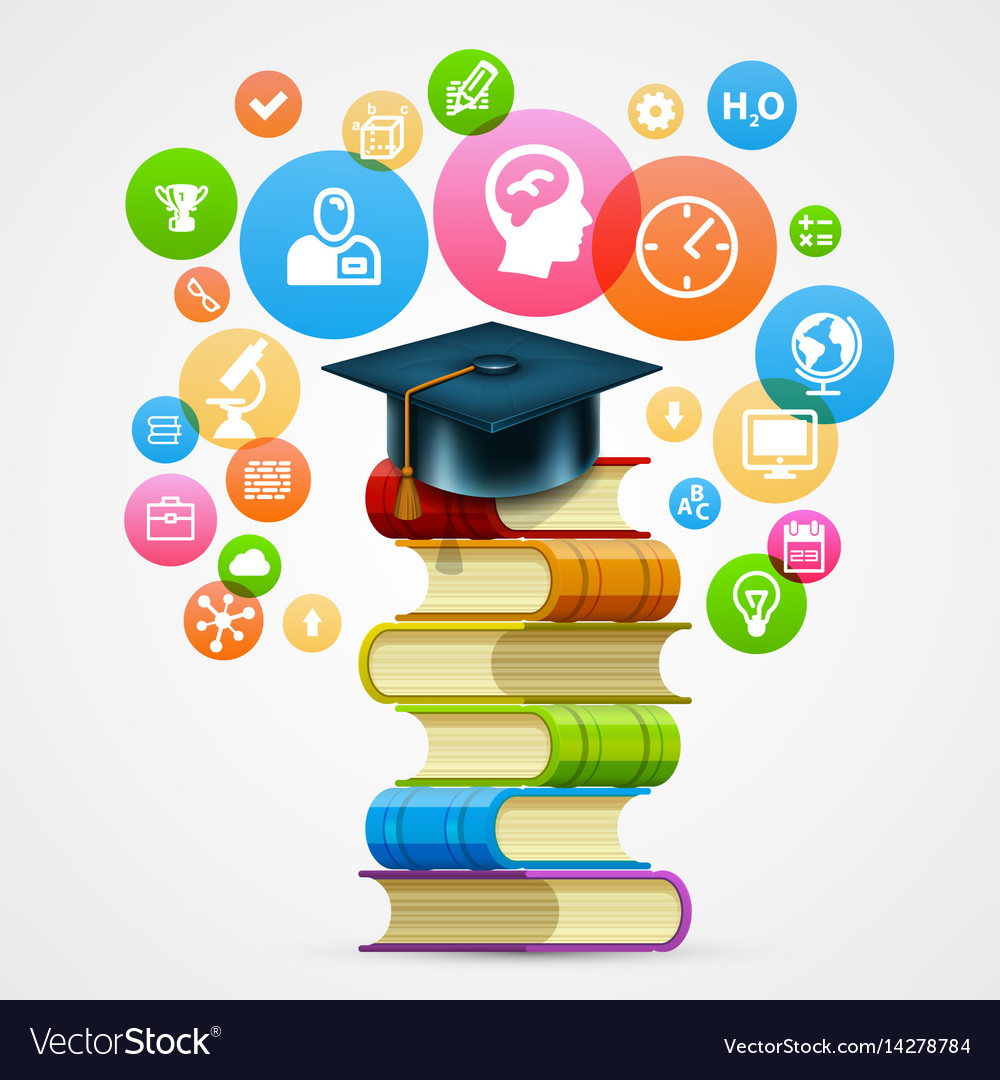 Stack of books with icons art object
