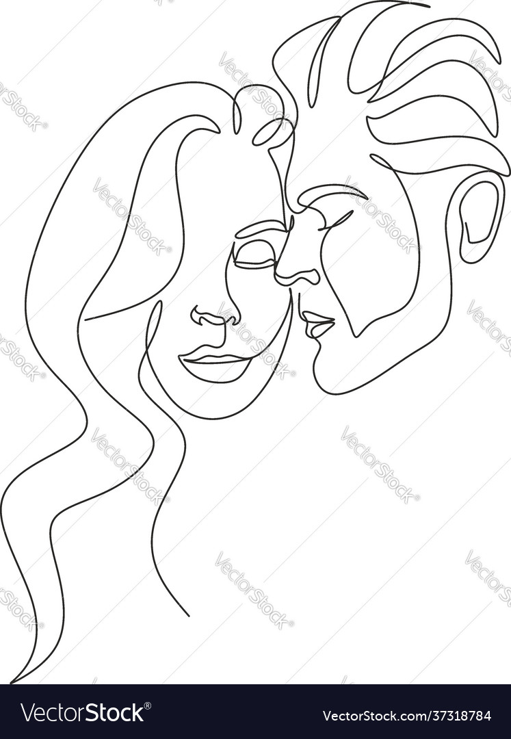 Surreal faces continuous line drawing set vector image Surreal faces continuous line drawing set