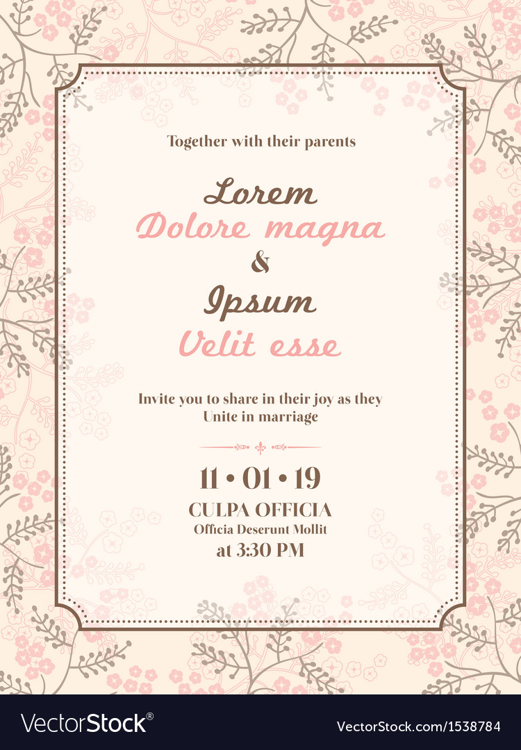 Wedding invitation card template Royalty Free Vector Image With Sample Wedding Invitation Cards Templates