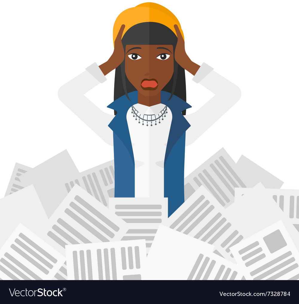 Woman in stack of newspapers Royalty Free Vector Image