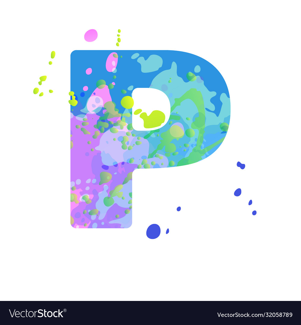 Bold letter p with effect liquid spots paint