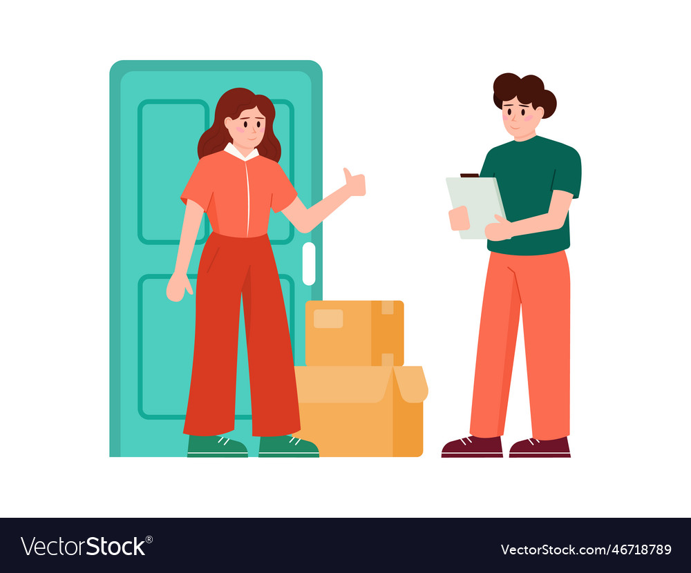 Cartoon Character Of Courier Delivering Parcels Vector Image 2011