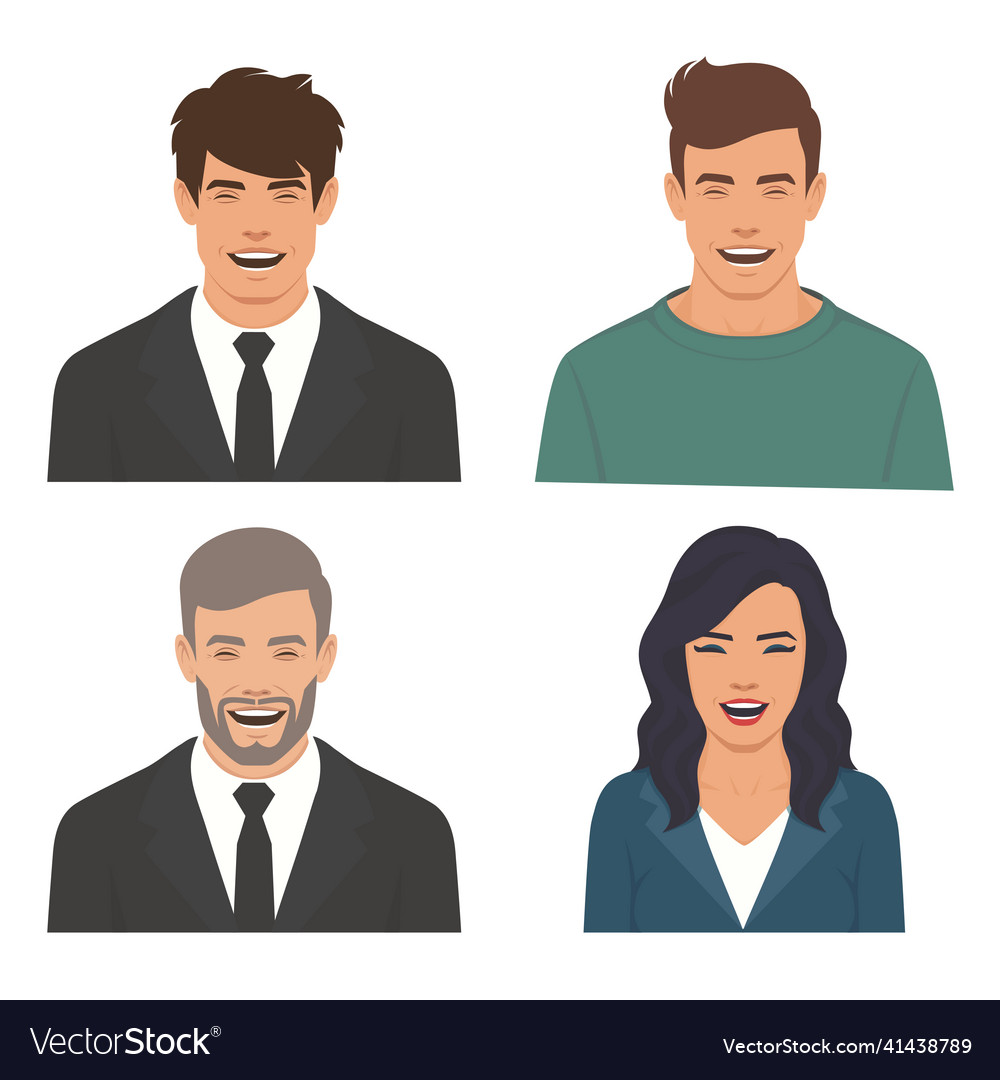 Cartoon man and woman laughing set of happy Vector Image