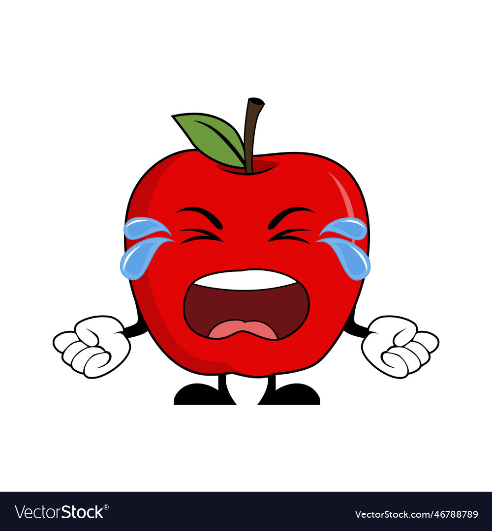 Crying apple fruit character cartoon